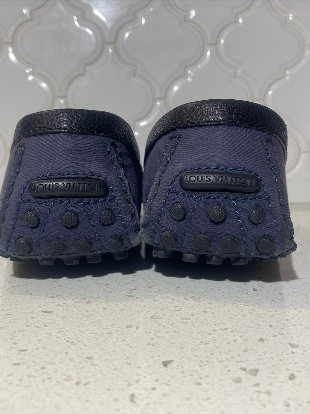 Louis Vuitton Blue Suede Driving Shoes with LV Buckle - Picture 3 of 5